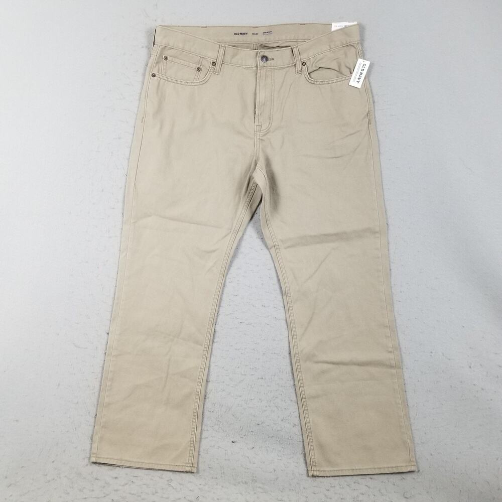Old Navy Jeans Mens 38x30 Beige Straight Built-In-Tough Cotton Denim Khaki Pants